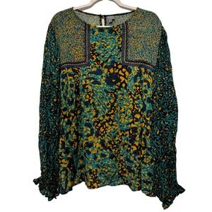 BL-nk for Anthropologie Miranda Peasant Blouse RARE pattern size XL